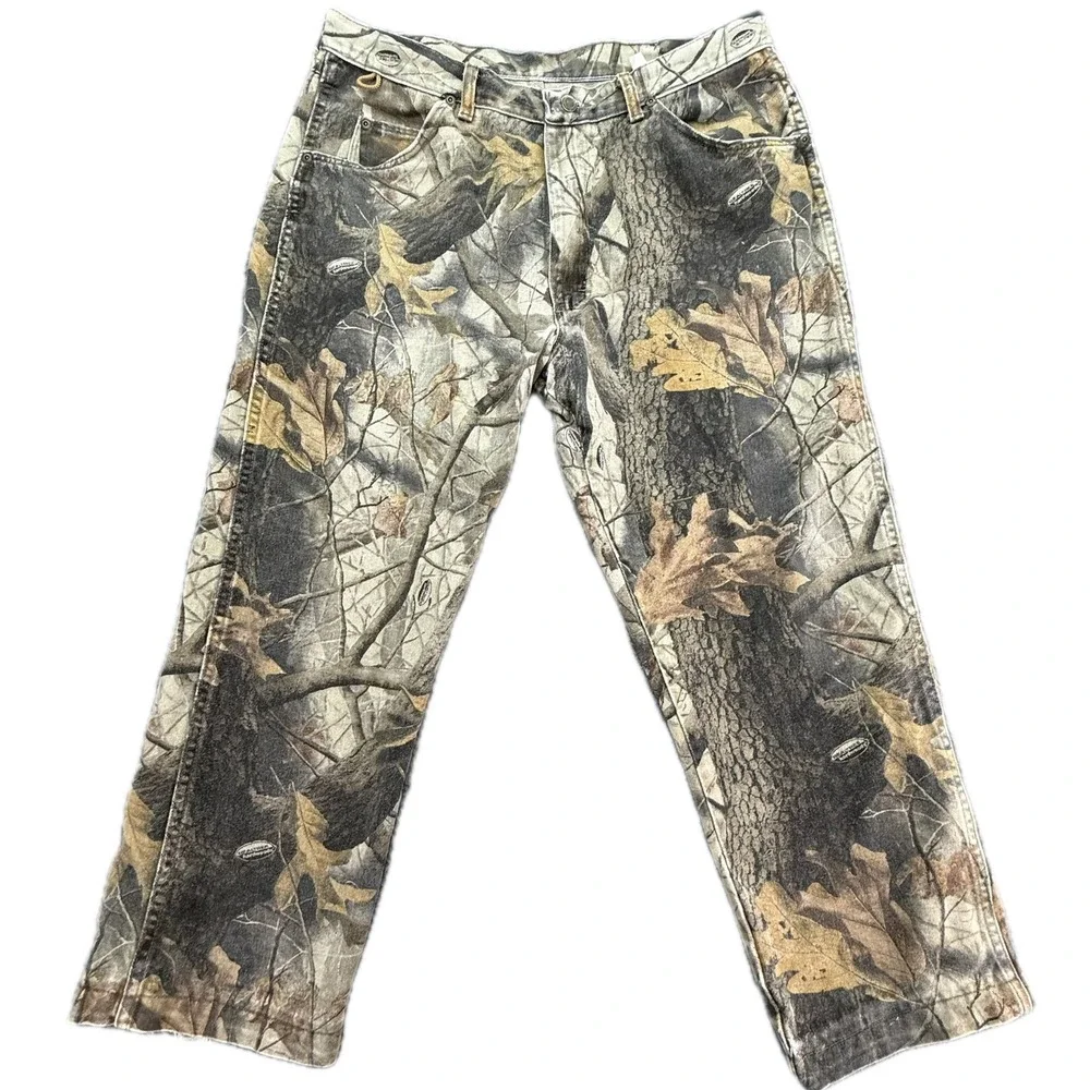 Wrangler Realtree Hardwoods Camo Pants Mens 38x34‎ Brown Green Hunting Workwear
